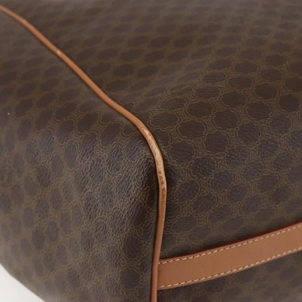 Authentic CELINE Macadam Canvas Shoulder Bag PVC Leather Brown Gold - Picture 5 of 16